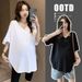 Simple And Fashionable Summer Clothes For Pregnant Women, New Solid Color V-neck Short Sleeved T-shirt, Pregnant Mother Mid To Long Length Top, Loose_ecoleips.com