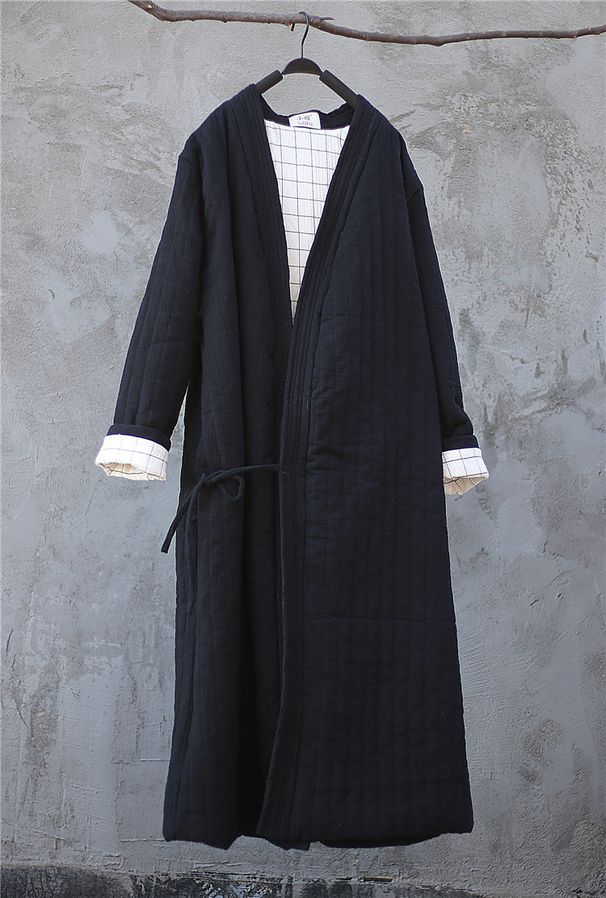 girl Winter Zen Style Loose Plus Size Linen Vintage Coat For Women Elegant Artistic Long Cotton Robe_ecoleips.com