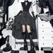 Women's Gothic Style Striped Midi Skirt XS25192 Two-Way Design Perfect for Banquets_ecoleips.com