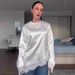 European And American Foreign Trade Women's Clothing 2026 Spring New Round-neck Long-sleeve Waist-tied Lace Hem_ecoleips.com