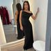 2025 Spring Summer New Fashion Slim Fit Asymmetrical Neck Sleeveless Slit Solid Color Dress For Women Wholesale_ecoleips.com