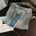 Women's Clothing New Summer Style Round Neck Colorful Button Sweater Short Sleeve Denim Skirt Two Piece Suit_ecoleips.com