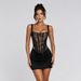 European American Style Women's Sexy Lace Slip Dress Slim Fit Bodycon Pleated Banquet High End Dress_ecoleips.com