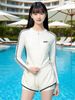 Women's Conservative Long Sleeve Two Piece Swimsuit Slimming Athletic Style For Hot Springs Suitable For Swimming Pools New_ecoleips.com