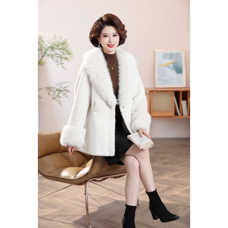 Luxury Mink Fur Coat For Women - Fox Fur Collar, Slim Fit, Elegant Winter Outerwear With Belt, Black/Brown/White_ecoleips.com