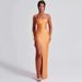 Women's Clothing Fashion High End Satin Sleeveless Suspender Dress New Sexy Backless Strap Waist Long Dress_ecoleips.com