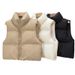 Women's Clothing Puffer Vest - Quilted Sleeveless Jacket With Stand Collar, Thickened Warm Winter Coat In Trendy Colors_ecoleips.com
