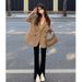 Women's Brown Suit Jacket Petite Sophisticated Stylish Korean Style Casual Spring Autumn 2024_ecoleips.com
