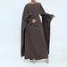 Modest Abaya Dress Elegant Beaded Waist-Defined Maxi Dress For Women – V-Neck Flowy Long Sleeve Dress For Office & Casual Wear_ecoleips.com