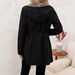 "Reversible Hooded Jacket With Leopard Print Lining – Adjustable Waist Belt & Longline Silhouette (Black Polyester Outerwear For Urban Commute)"_ecoleips.com