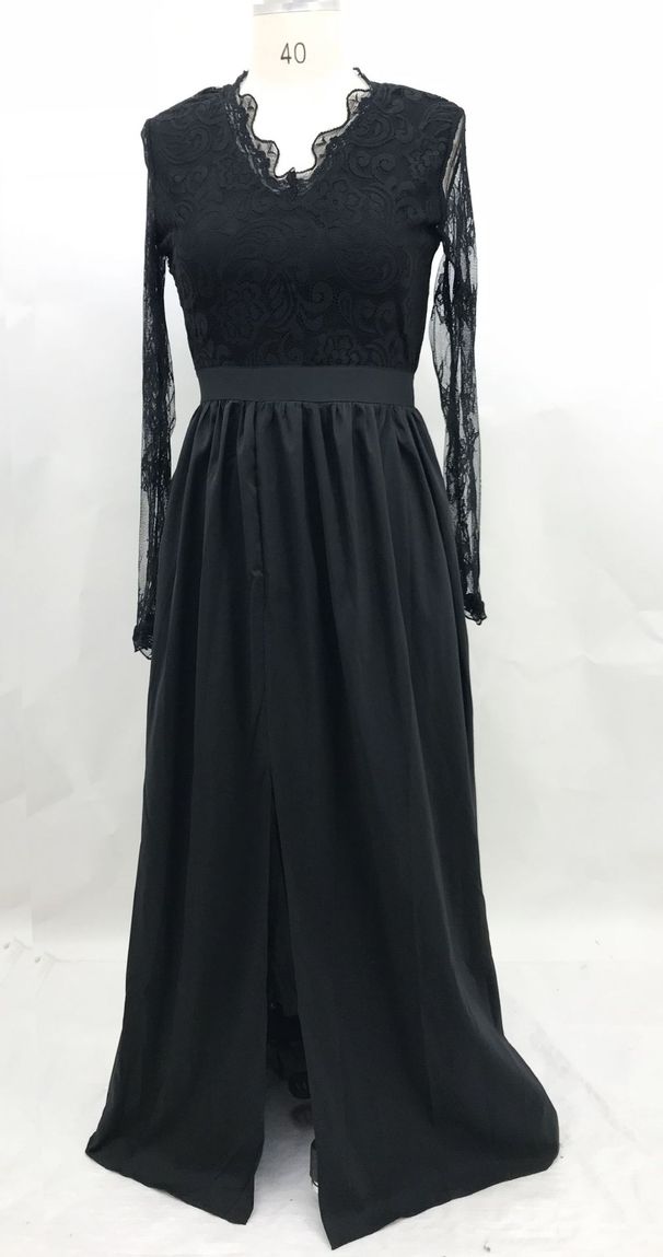 Women’s Clothing Hot Sexy Deep V Lace Spring And Summer Fashion Evening Dress_ecoleips.com