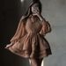 Women's Elegant Lapel Short A-Line Dress Long Sleeves Single Breasted Tie Waist French Fashion Shirt Dress_ecoleips.com