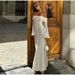 Women's Fashionable Off-Shoulder Long Dress Sexy Waist Cinching Lace Bell Sleeves Garment_ecoleips.com