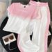 Women's High-End Casual Sportswear Set Stylish Trendy Pink Gradient Top And High-Waisted Wide-Leg Pants Two-Piece Summer Outfit_ecoleips.com