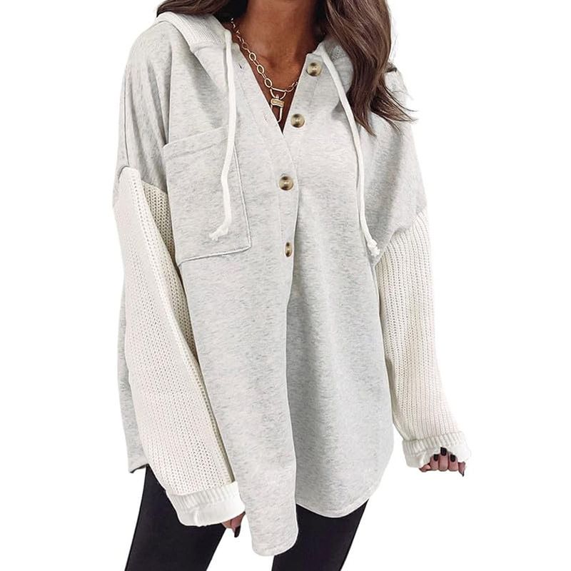 Women's Clothing Autumn And Winter New Women's Sweater Splicing Hooded Sweater Casual Jacket Women_ecoleips.com