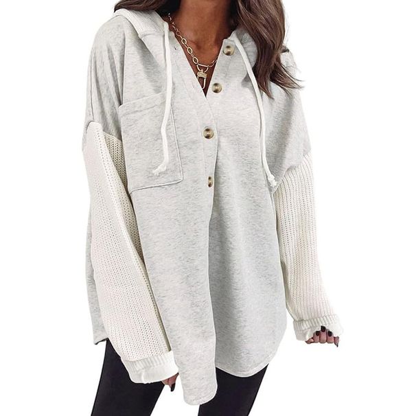 Women's Clothing Autumn And Winter New Women's Sweater Splicing Hooded Sweater Casual Jacket Women_ecoleips.com
