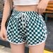 Women's Clothing Checkerboard Shorts Women Summer New Casual Sports Pants Thin High Waist Slim Hot Pants_ecoleips.com