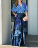 Women's Retro Tie Dye Midi Skirt Set Pleated A-Line Summer Independent Ink Wash New Style_ecoleips.com