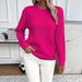Women's Clothing Classic Cable Knit Crew Neck Sweater Women's Stylish Versatile_ecoleips.com