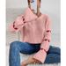 Women's Oversized Long Sleeve Sweater With Stripe & Heart Embroidery - Soft Acrylic Knit Pullover, Round Neck, Sweet Casual Tops_ecoleips.com