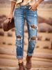 Women's Clothing Casual Washed Hole Straight Street Style Non Stretch Jeans_ecoleips.com