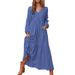 Women's Buttoned Cotton Linen Dress Autumn/Winter European And American Style Casual Long Sleeve Full Skirt Multiple Colors Outlet Clothing_ecoleips.com