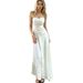 Women's French Sweet Strapless Ruched Off Shoulder Belted Maxi Dress – Designer Summer Gown_ecoleips.com