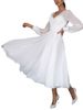 Women's 2023 spring and summer long dress independent stand sexy long sleeve chiffon mesh hem dress_ecoleips.com