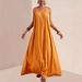 2026 European And American Cross-border Summer New Elegant Solid Color Strap Maxi Holiday Style Dress_ecoleips.com