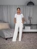 Women's Clothing American Style Solid Color Casual Suit Spring Summer Two Piece Set Color Block Striped Wide Leg Pants Fashionable Comfortable_ecoleips.com