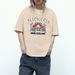 Women's Casual Khaki T-Shirt round Neck Short Sleeve Cotton Polyester Loose Fit Car Print Top European American Style Sportswear_ecoleips.com