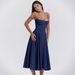 Dopamine Fashion European And American Summer French Retro Long Court Style Elegant Women's Suspender Dress_ecoleips.com