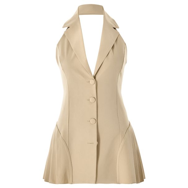 Sexy Elegant Women Halter Neck Bodycon Dress Deep V Neck Open Back Design Sleeveless Slimming Tight Club Party Dress_ecoleips.com