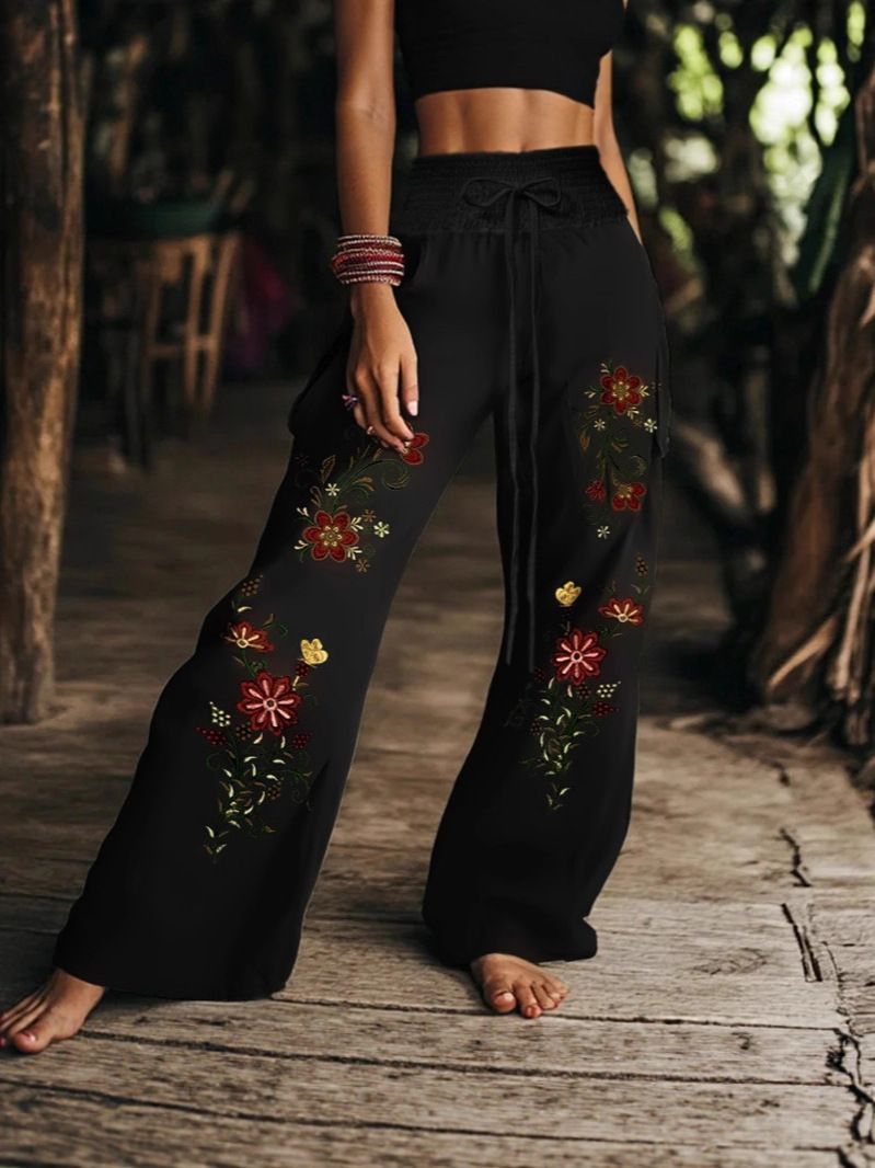 Women's Clothing Women's Casual Printed Trousers Drawstring Elastic Waist Summer Fashion Pants Style For Formal & Casual For Women_ecoleips.com