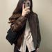 Aria Basics American Style Brown For Women Petite Spring And Autumn New Retro Stand Collar Short Motorcycle PU Leather Jacket_ecoleips.com