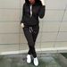 Women's Clothing American Style Autumn Winter Casual Letter Print Hooded Sweatshirt And Pants Two-Piece Set_ecoleips.com