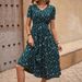 Real Shot In-stock Foreign Trade Cross-border 2025 New European American Floral Wrap Dress With Tie Waist And V-neck,_ecoleips.com