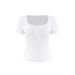 Summer Women's U Neck T-Shirt Simple Casual Versatile Fashionable Pullover Slim Fit Short Sleeve New Style_ecoleips.com