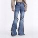 Women's Clothing Women's Slim Fit Distressed Cargo Jeans Lace Up Details High Street Style Spring Flattering Slightly Flared Denim_ecoleips.com