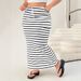 2026 New Summer European And American Cross-Border Plus Size Women's Striped Knit Simple Pocket Slim Fit Bodycon_ecoleips.com