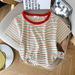 Women's Clothing Women's High-End Round Neck Striped Color-Block T-Shirt Short-Sleeved Summer Design For Formal & Casual For Women_ecoleips.com