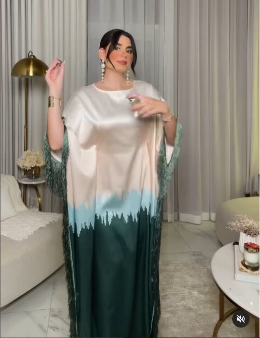 Women's Clothing Tassel Tie Dye Printed Long Skirt For Middle Eastern Saudi Arabian Dress Robe Fashionable Muslim Clothing Modest Abaya Dress_ecoleips.com