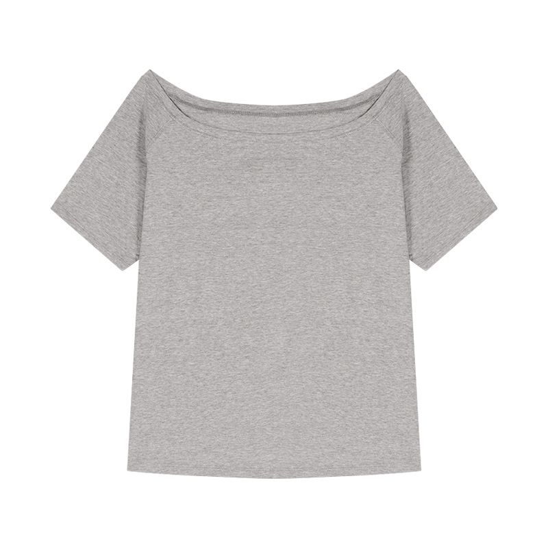 Summer New Irregular Solid Color Oblique Shoulder T-Shirt for Women Short Sleeve Loose Top Casual Versatile Student Wear Hot Girl 2025_ecoleips.com