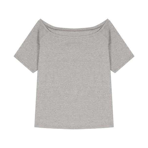 Summer New Irregular Solid Color Oblique Shoulder T-Shirt for Women Short Sleeve Loose Top Casual Versatile Student Wear Hot Girl 2025_ecoleips.com