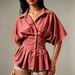 Waist Cinching Shirt Casual Versatile Striped Pleated Slimming Top For Women_ecoleips.com