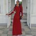 2025 Summer New Fashion Slim Fit Pleated Elegant Round Neck Long Sleeve Dress For Women Wholesale_ecoleips.com