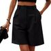 Women's Clothing new women's summer thin high waist loose slim straight casual mid length pants breathable wide leg shorts_ecoleips.com