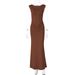 Women's Clothing Summer New Fashion Temperament Slim Pleated Solid Color Short Sleeved Dress_ecoleips.com