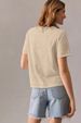 Women's Casual Khaki Butterfly Print T-Shirt round Neck Short Sleeve Breathable Cotton Polyester Top for Spring/Autumn Summer_ecoleips.com