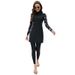 Women's Clothing Conservative Full Body Swimsuit Two Piece Set Long Sleeved Dress Top Trousers Swimsuit_ecoleips.com